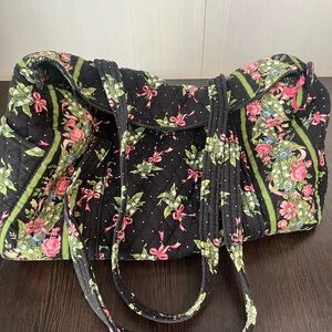 Vera Bradley small New Hope Black with pink ribbons duffel bag